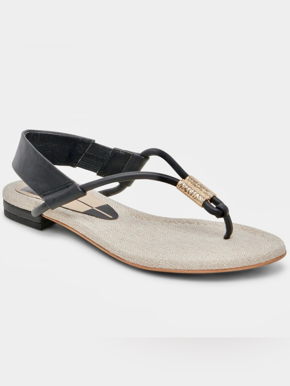 😎 Bacey Stella Dolce Vita black flat Sandals gold DV 7.5 NWOB NWOT